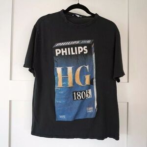 Retro VHS Cassette Graphic Print T-Shirt Top Vintage Womens Zara Medium